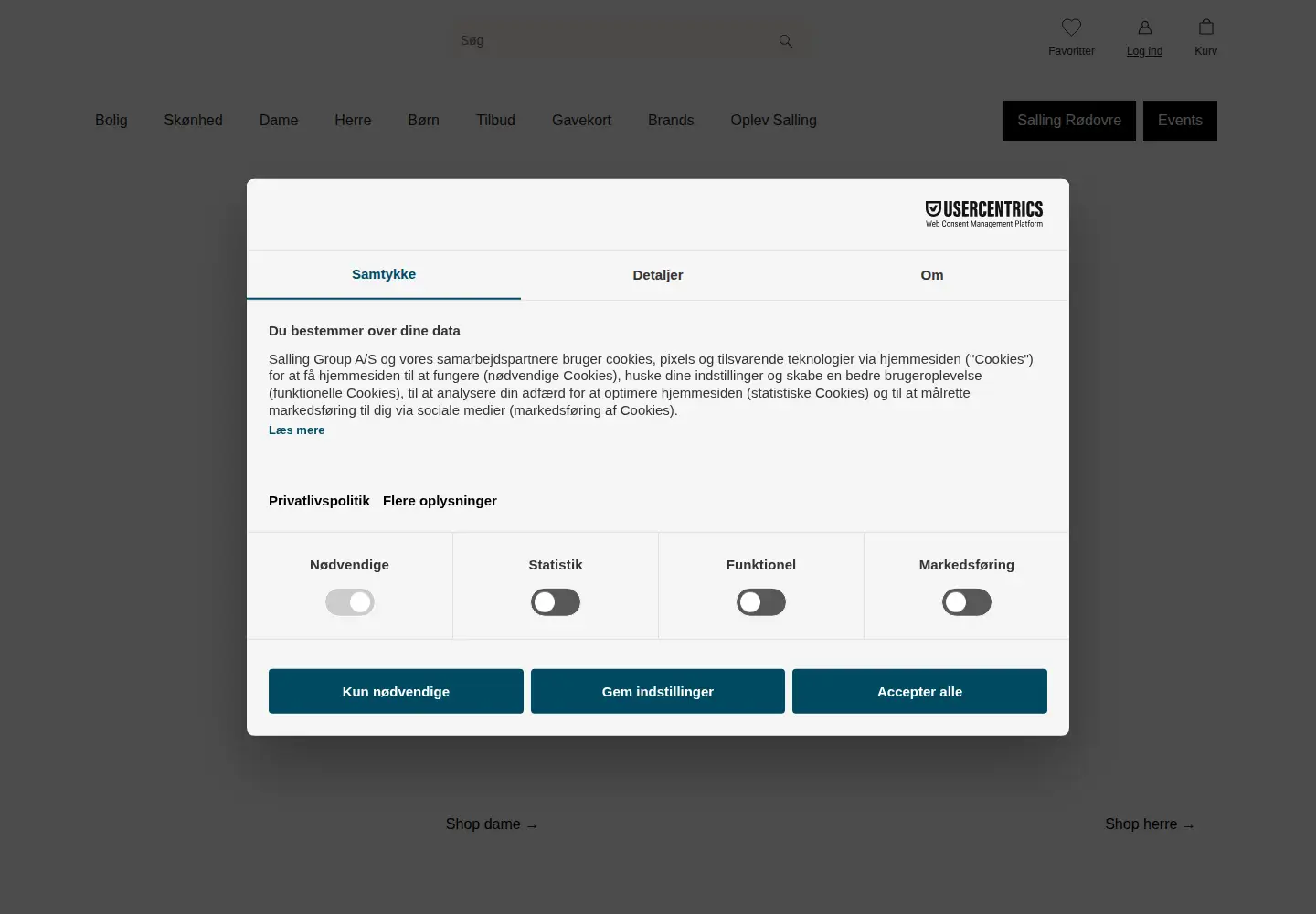 Screenshot of salling.dk