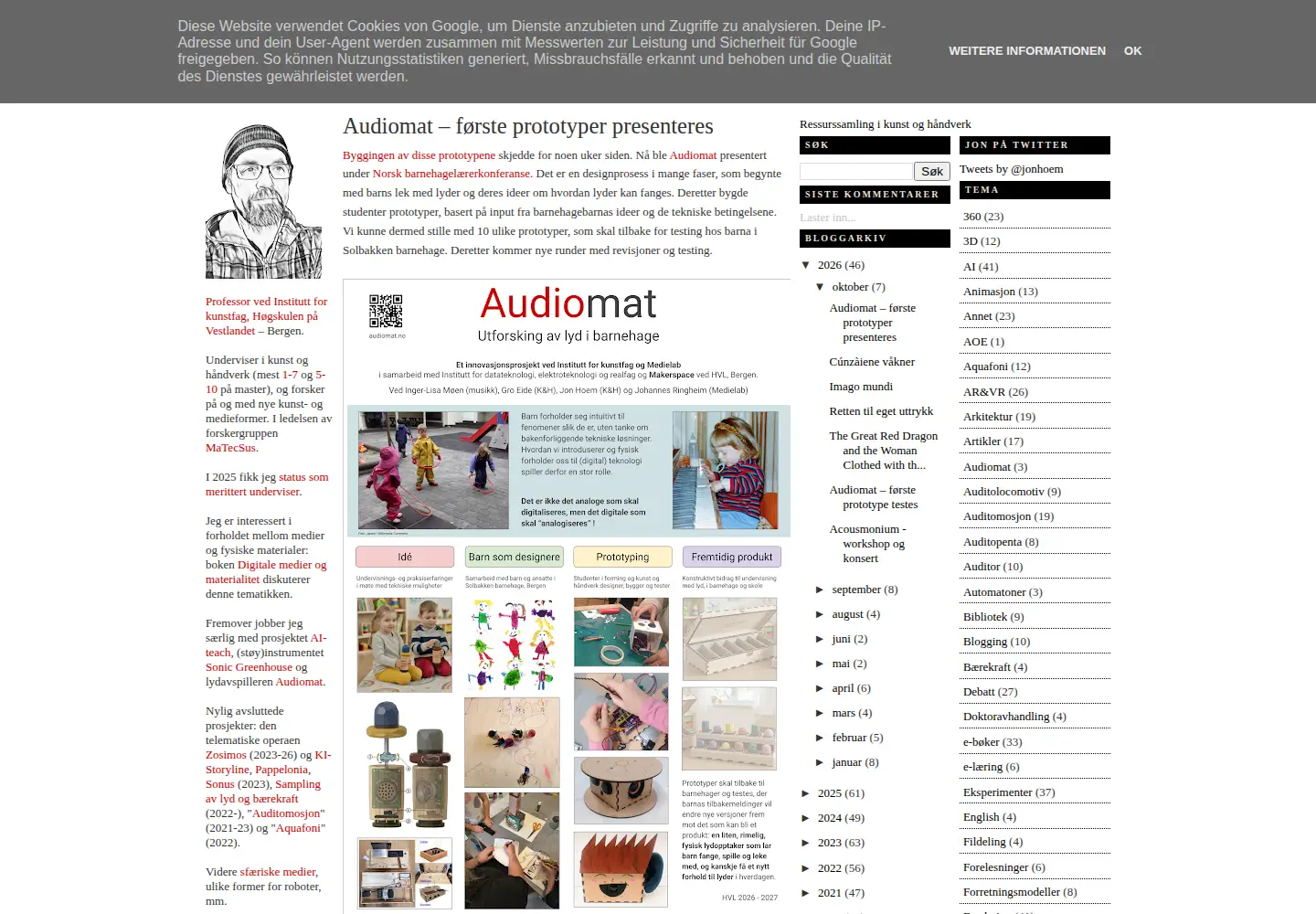 Captured homepage of infodesign.no in the current scan