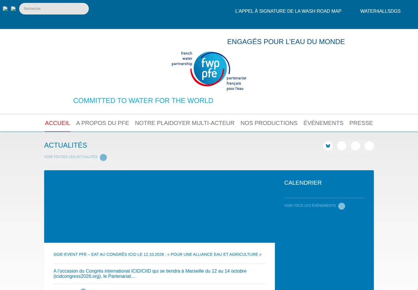 Screenshot of partenariat-francais-eau.fr