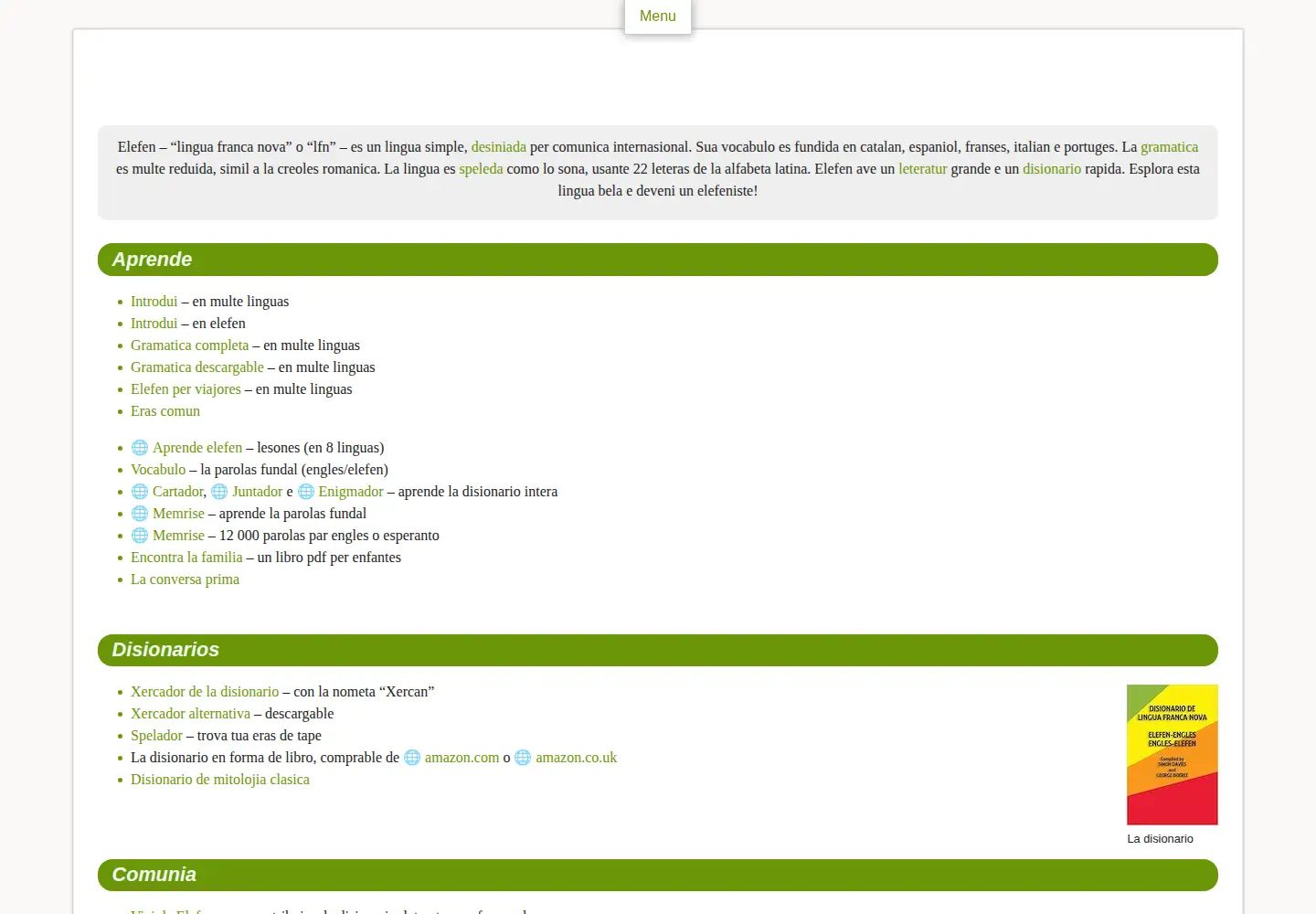 Captured homepage of elefen.org in the current scan