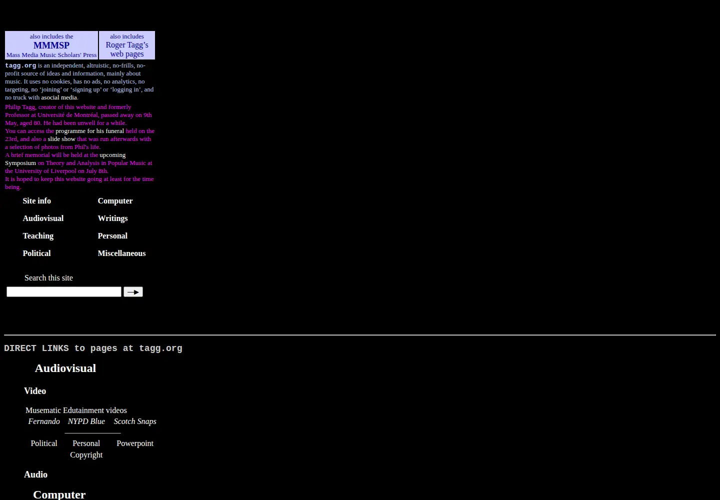 Screenshot of tagg.org