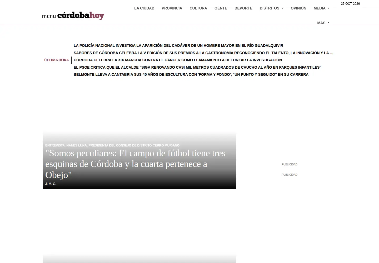 Captured homepage of cordobahoy.es in the current scan