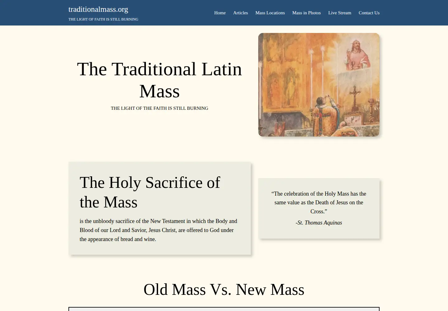 Screenshot of traditionalmass.org