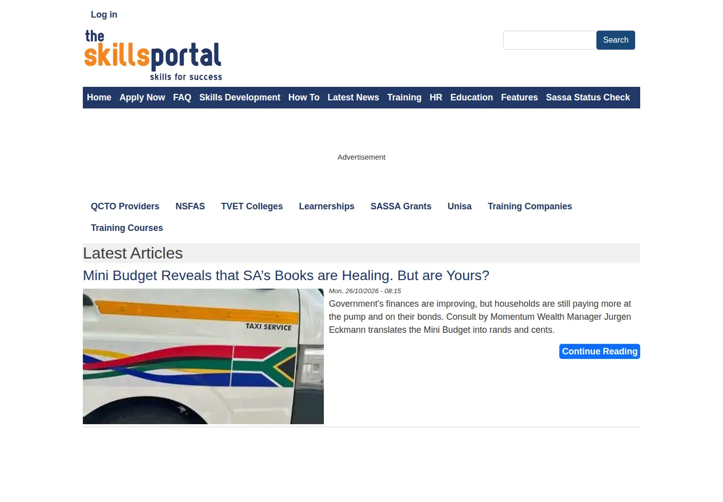 Screenshot of skillsportal.co.za