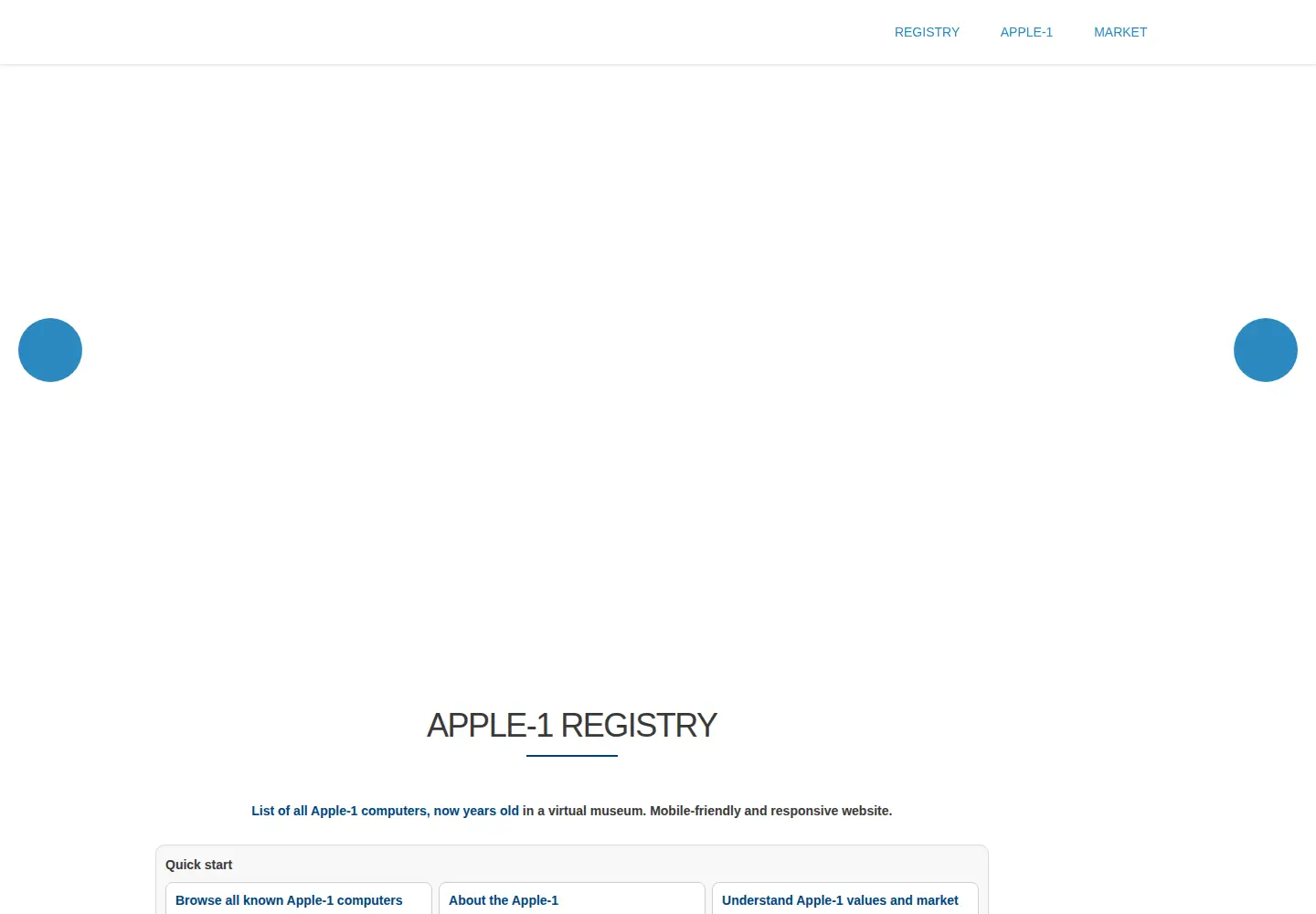 Screenshot of apple1registry.com