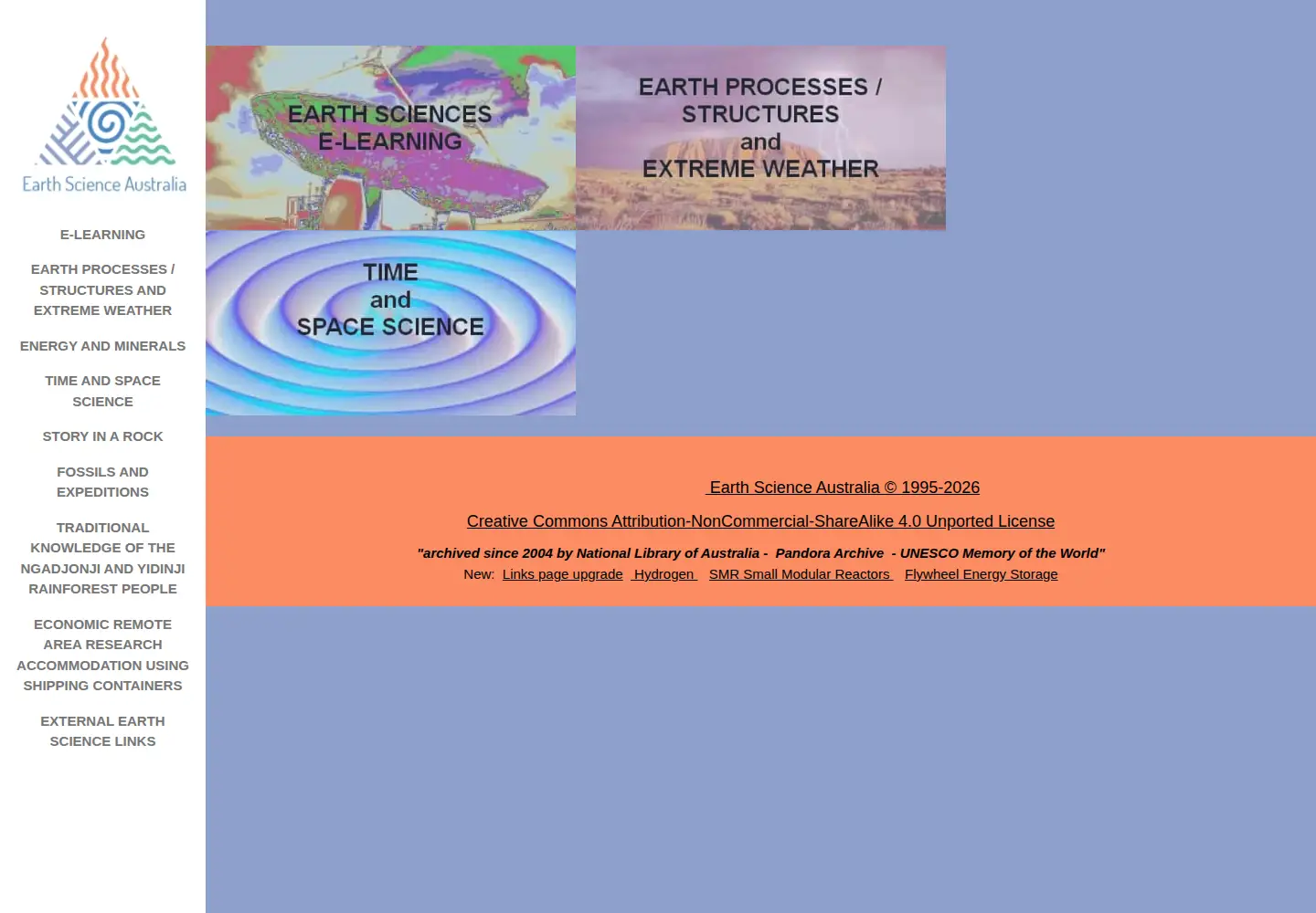 Captured homepage of earthsci.org in the current scan