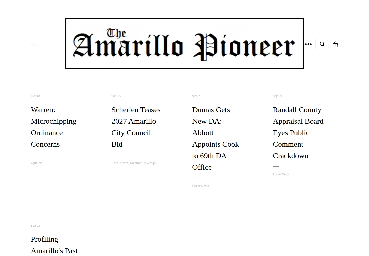 Captured homepage of amarillopioneer.com in the current scan