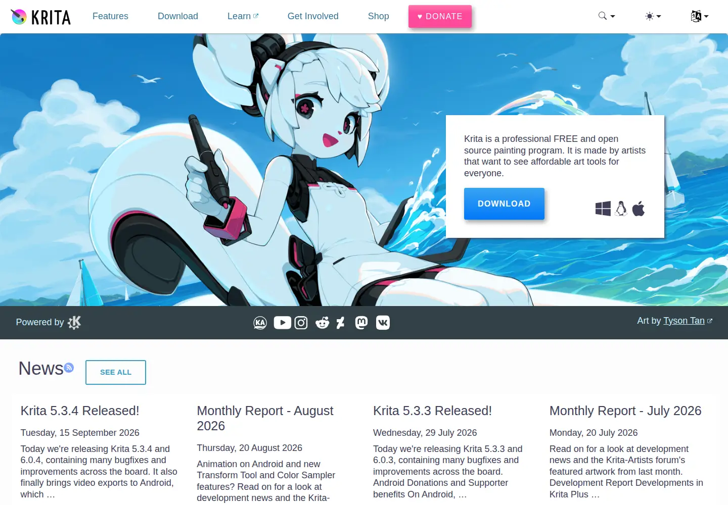 Screenshot of krita.org
