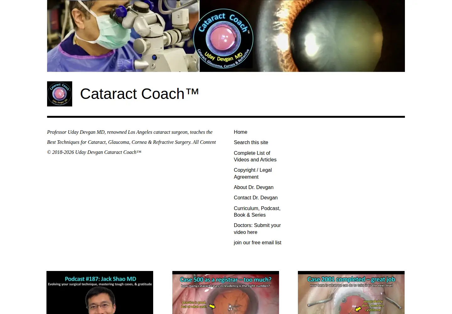 Screenshot of cataractcoach.com