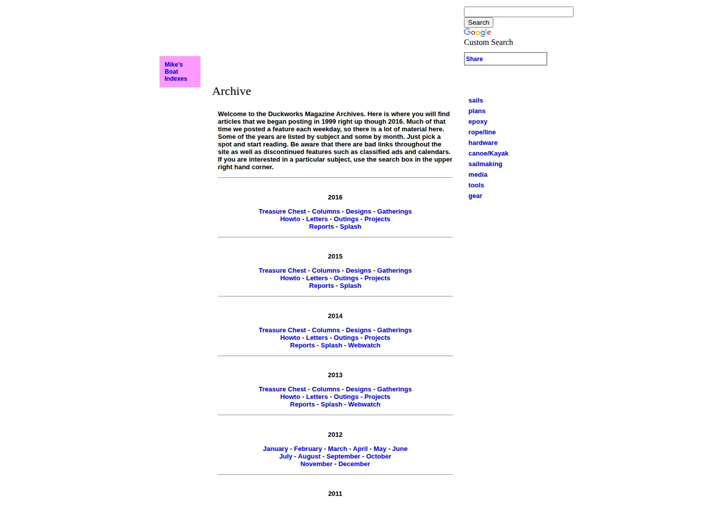 Captured homepage of duckworksmagazine.com in the current scan