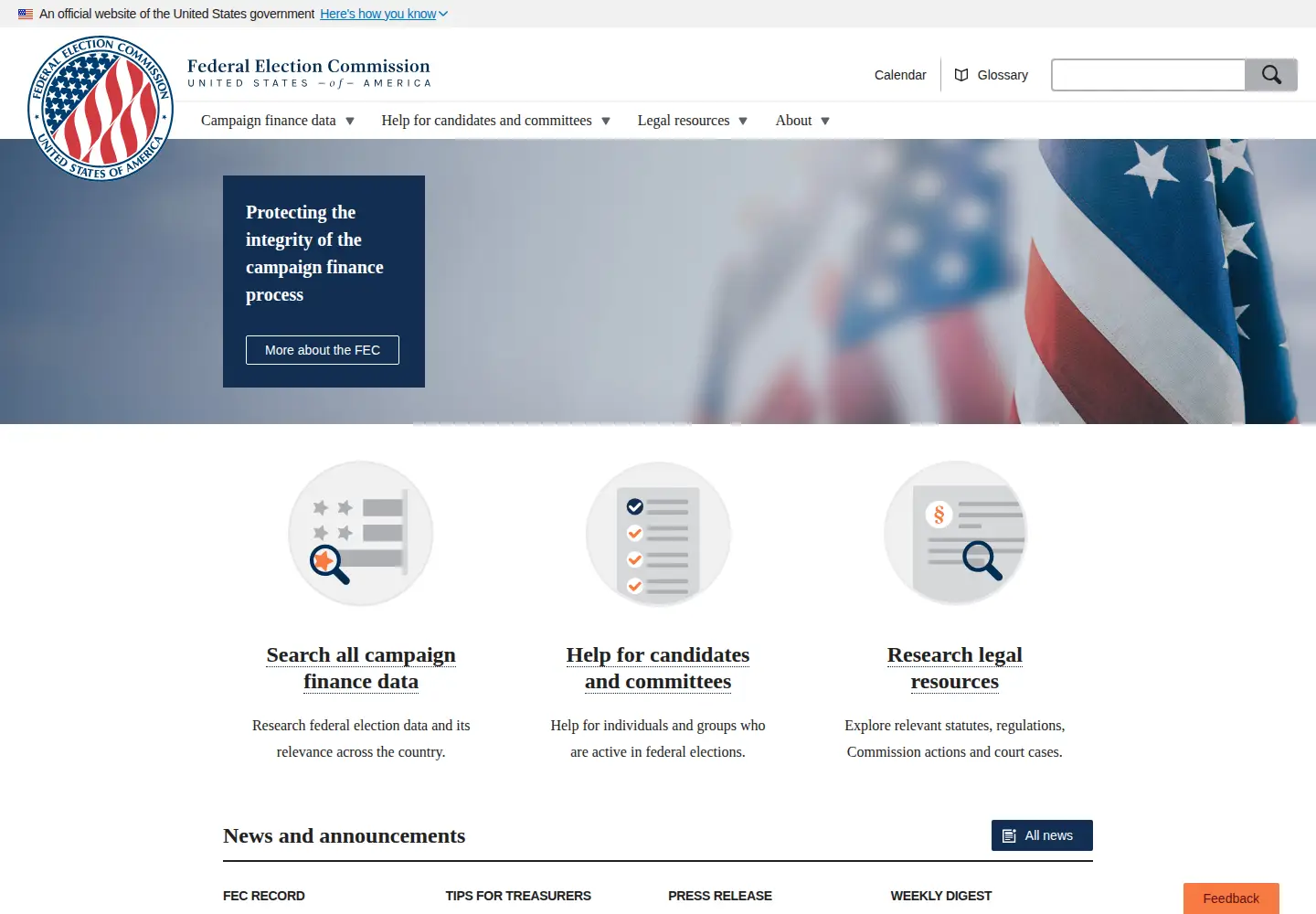 Screenshot of fec.gov