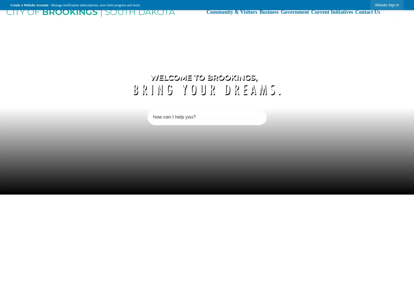 Screenshot of cityofbrookings.org