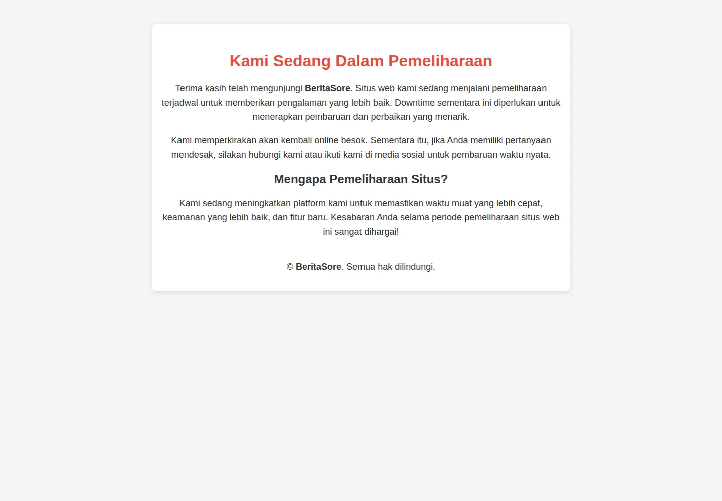 Screenshot of beritasore.com