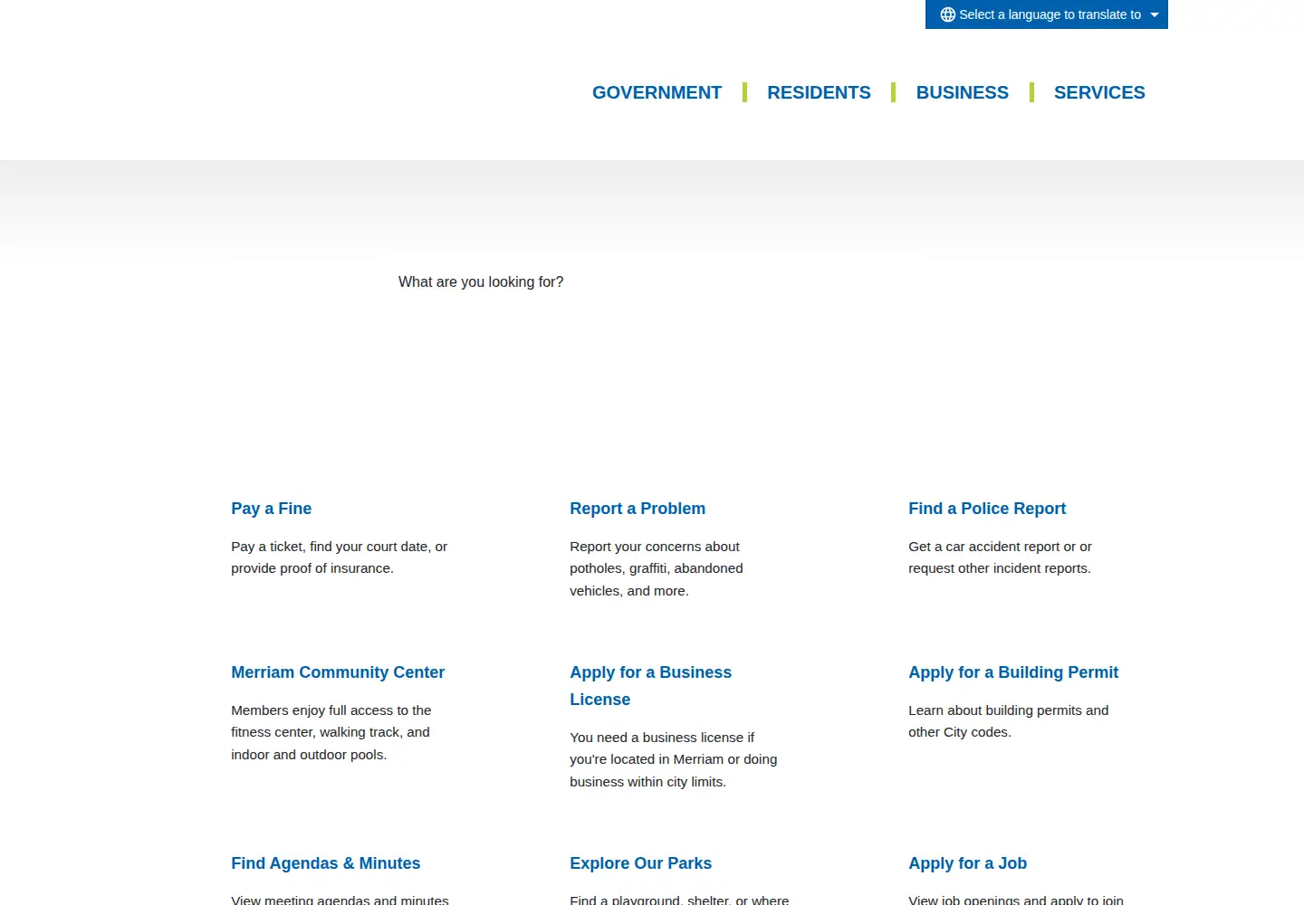 Screenshot of merriam.org
