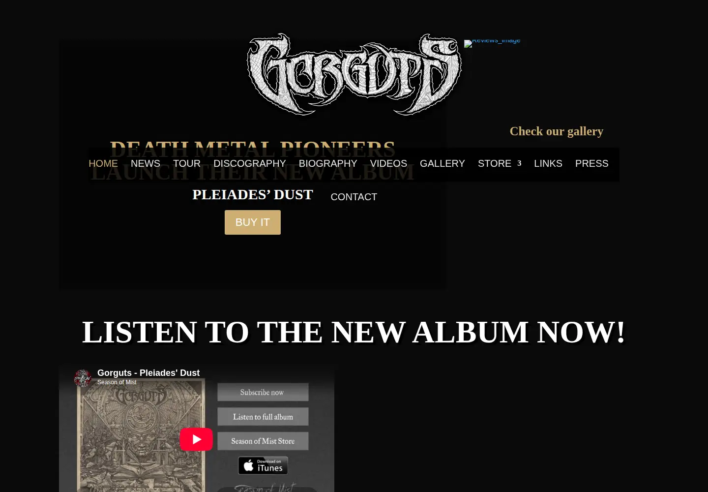 Captured homepage of gorguts.com in the current scan