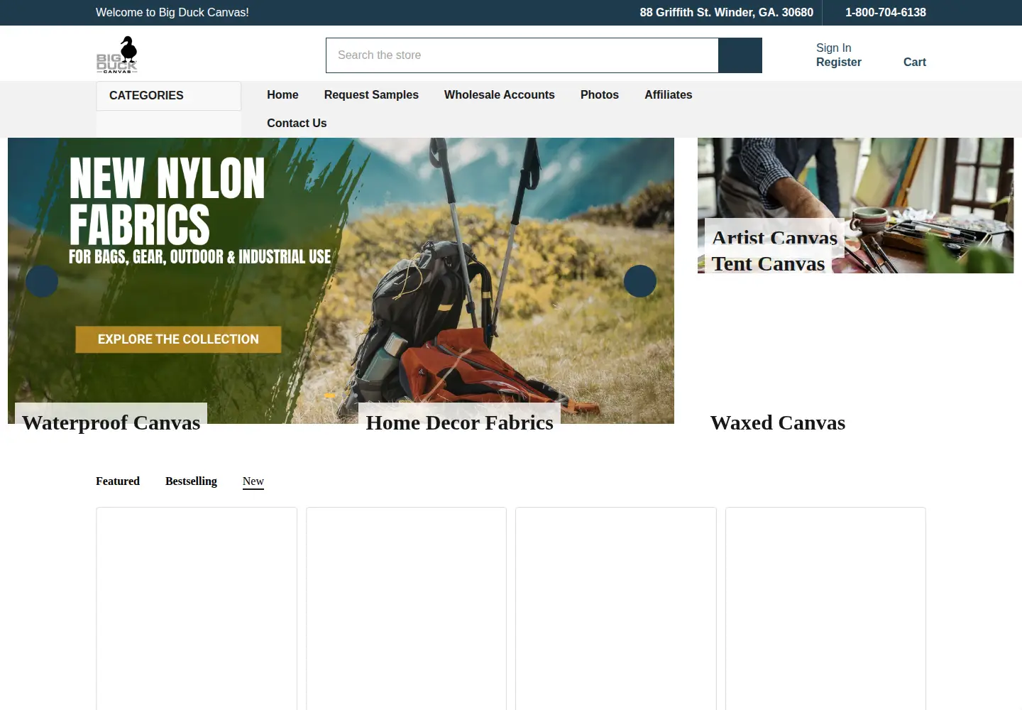 Screenshot of bigduckcanvas.com