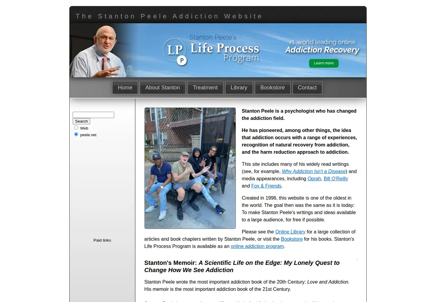 Captured homepage of peele.net in the current scan