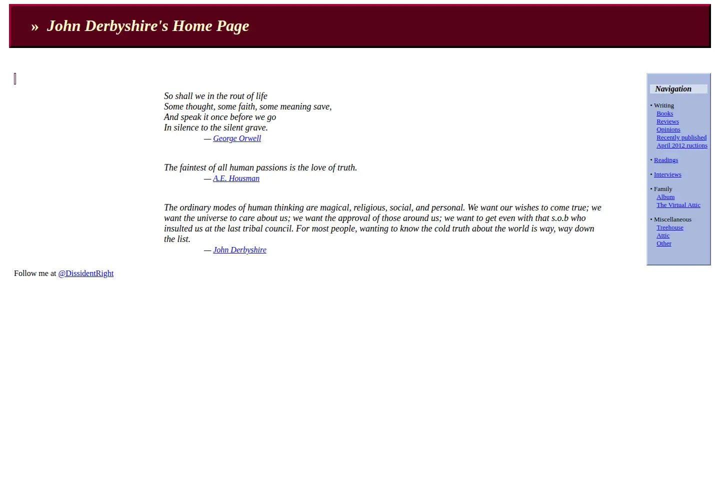Screenshot of johnderbyshire.com