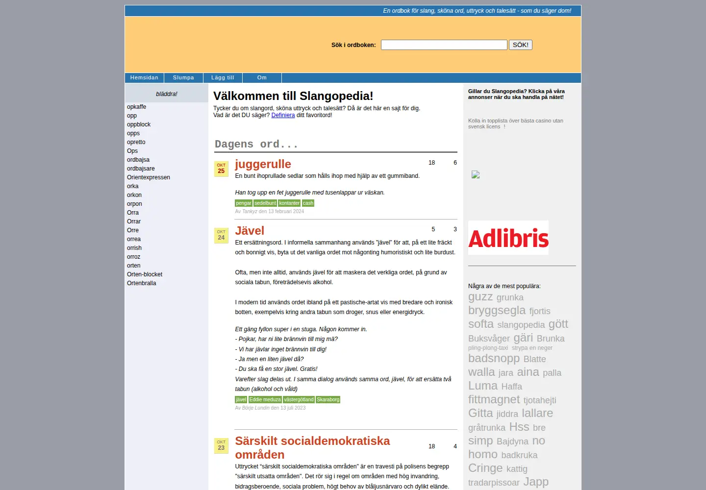 Screenshot of slangopedia.se