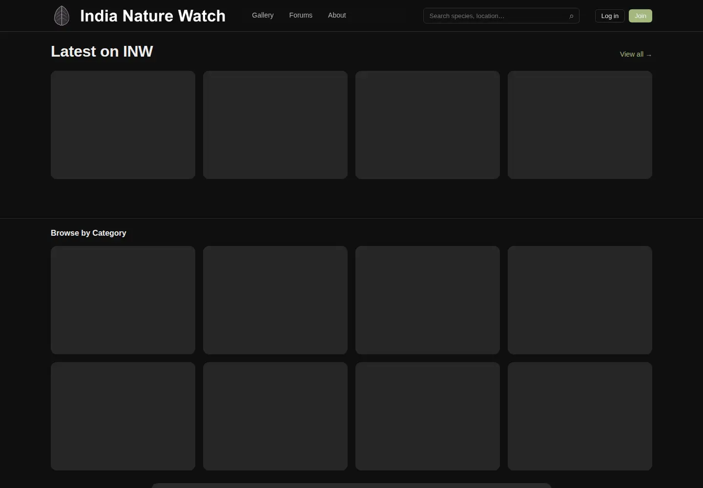 Captured homepage of indianaturewatch.net in the current scan