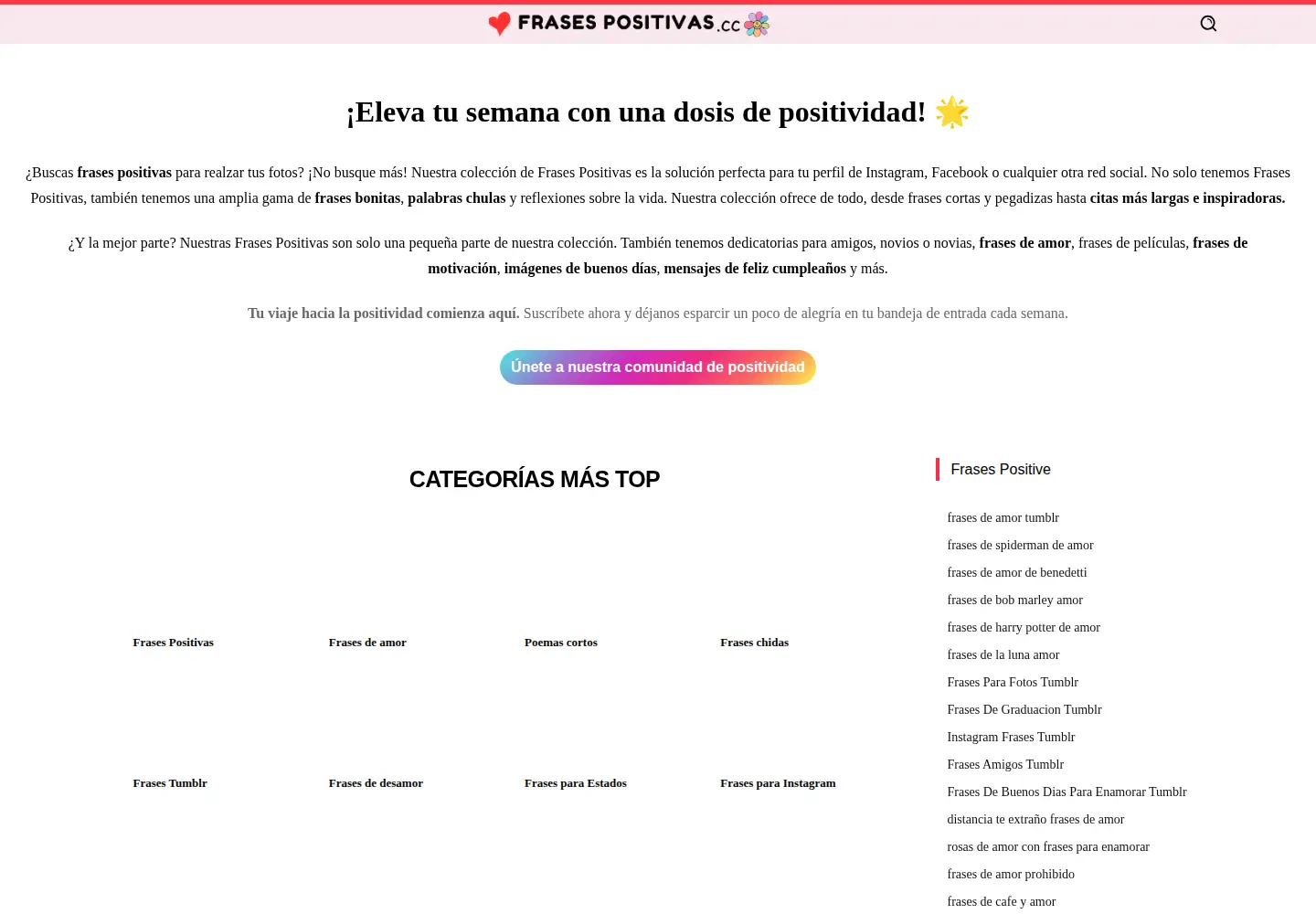 Captured homepage of frasespositivas.cc in the current scan