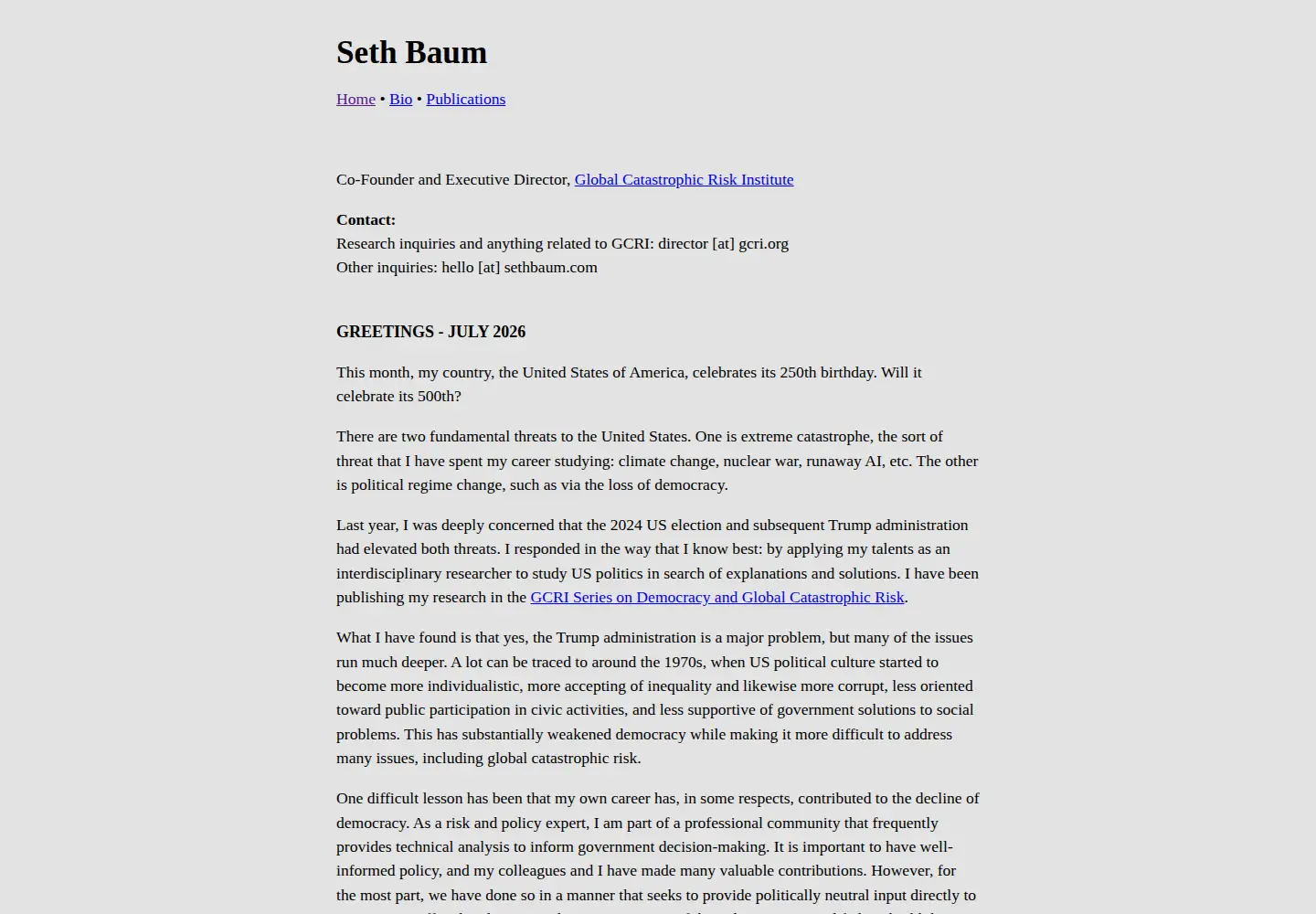 Screenshot of sethbaum.com