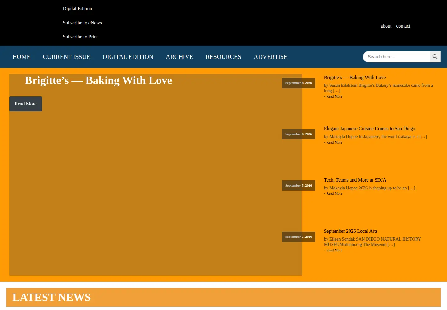 Captured homepage of sdjewishjournal.com in the current scan