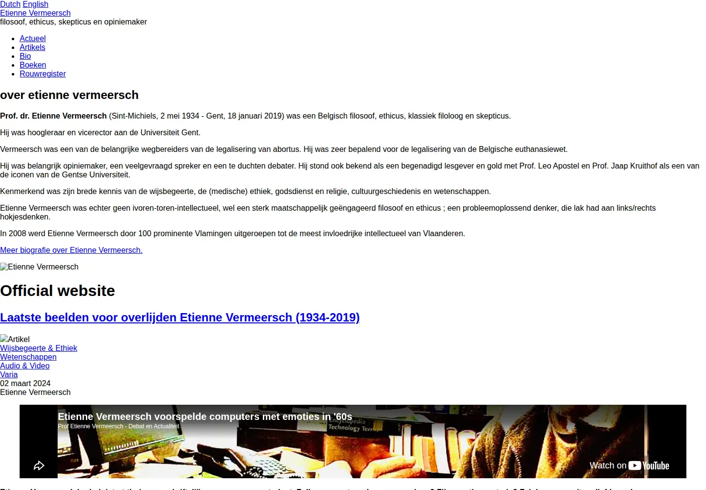 Screenshot of etiennevermeersch.be
