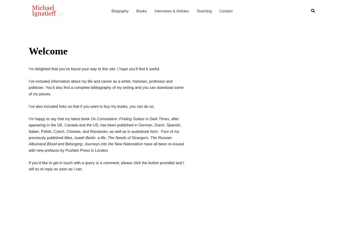 Captured homepage of michaelignatieff.ca in the current scan