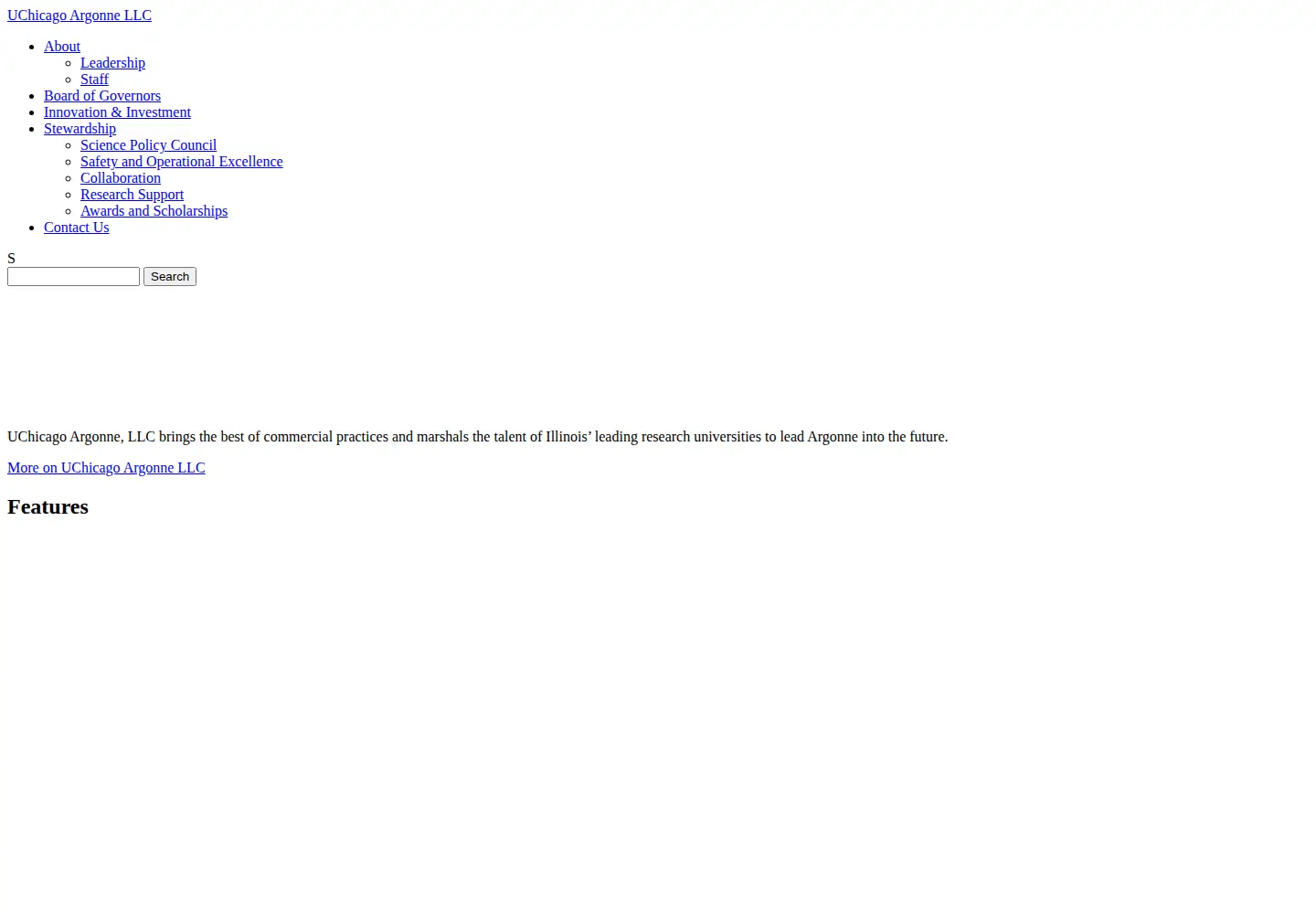 Captured homepage of uchicagoargonnellc.org in the current scan