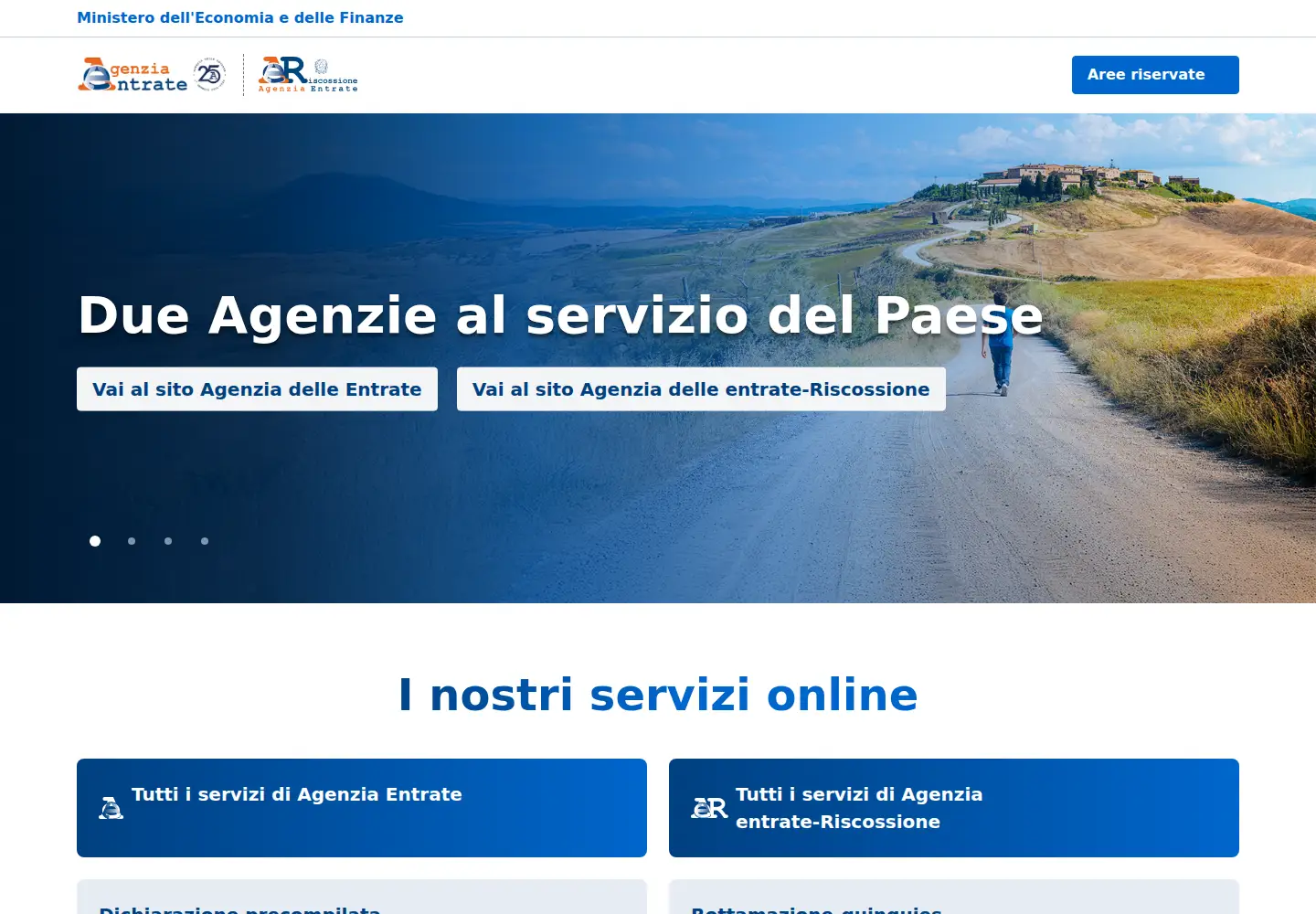 Screenshot of agenziaentrate.gov.it