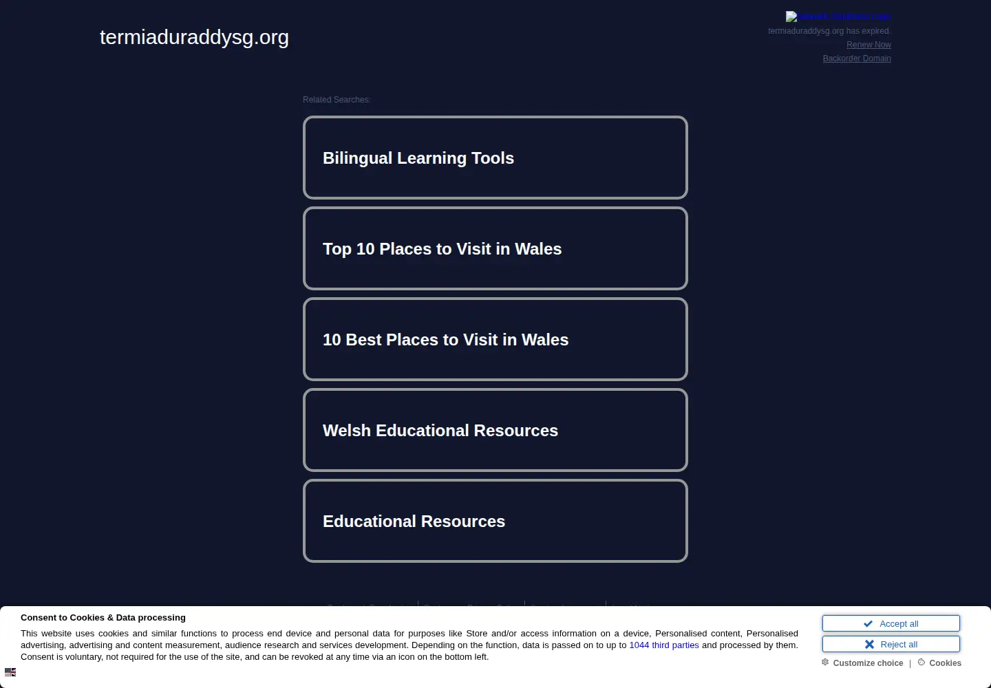 Captured homepage of termiaduraddysg.org in the current scan