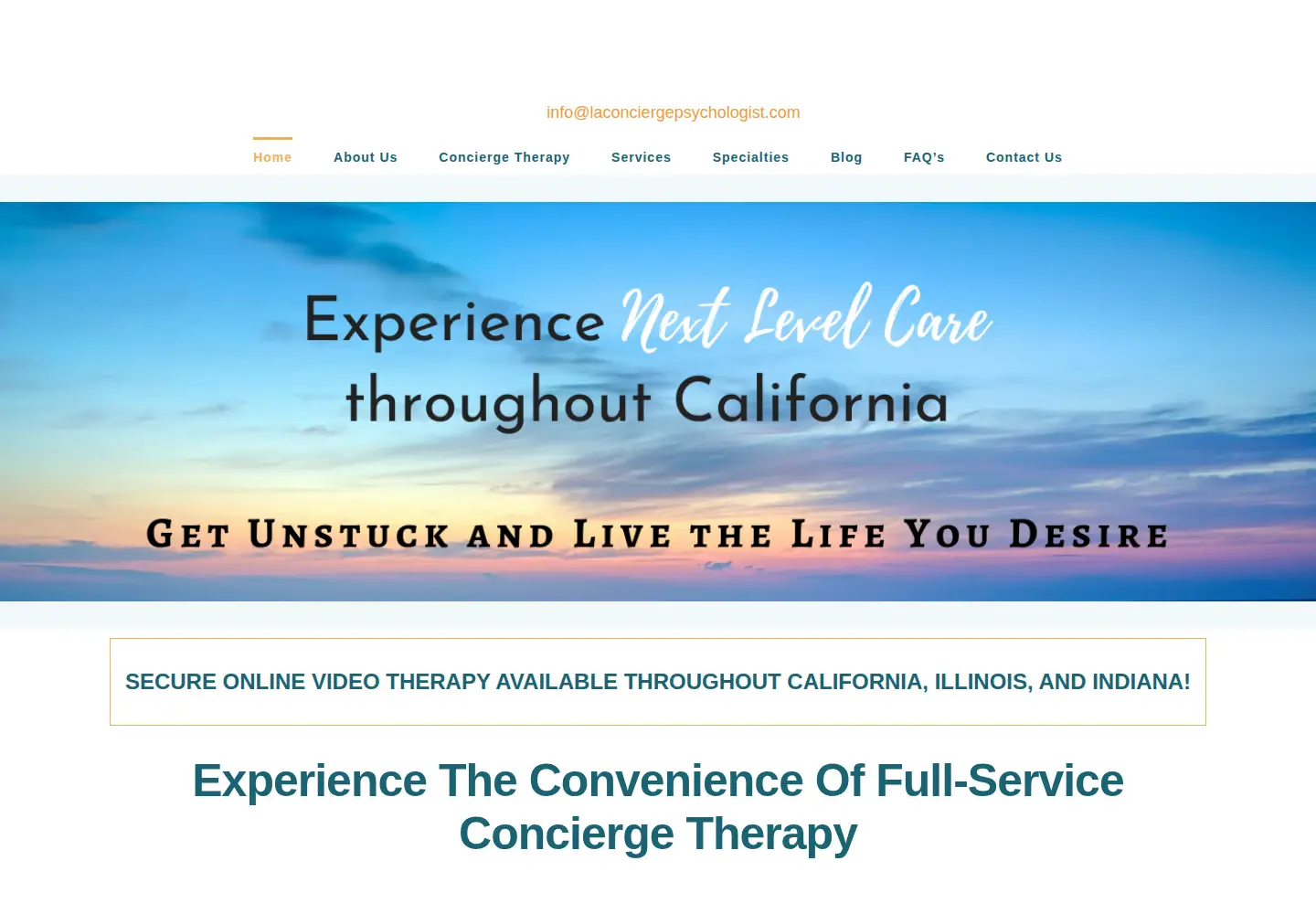 Screenshot of laconciergepsychologist.com