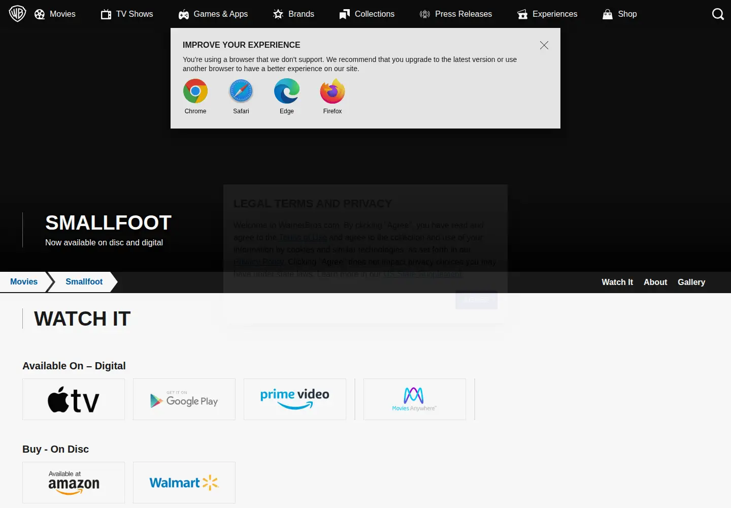 Screenshot of smallfootmovie.com