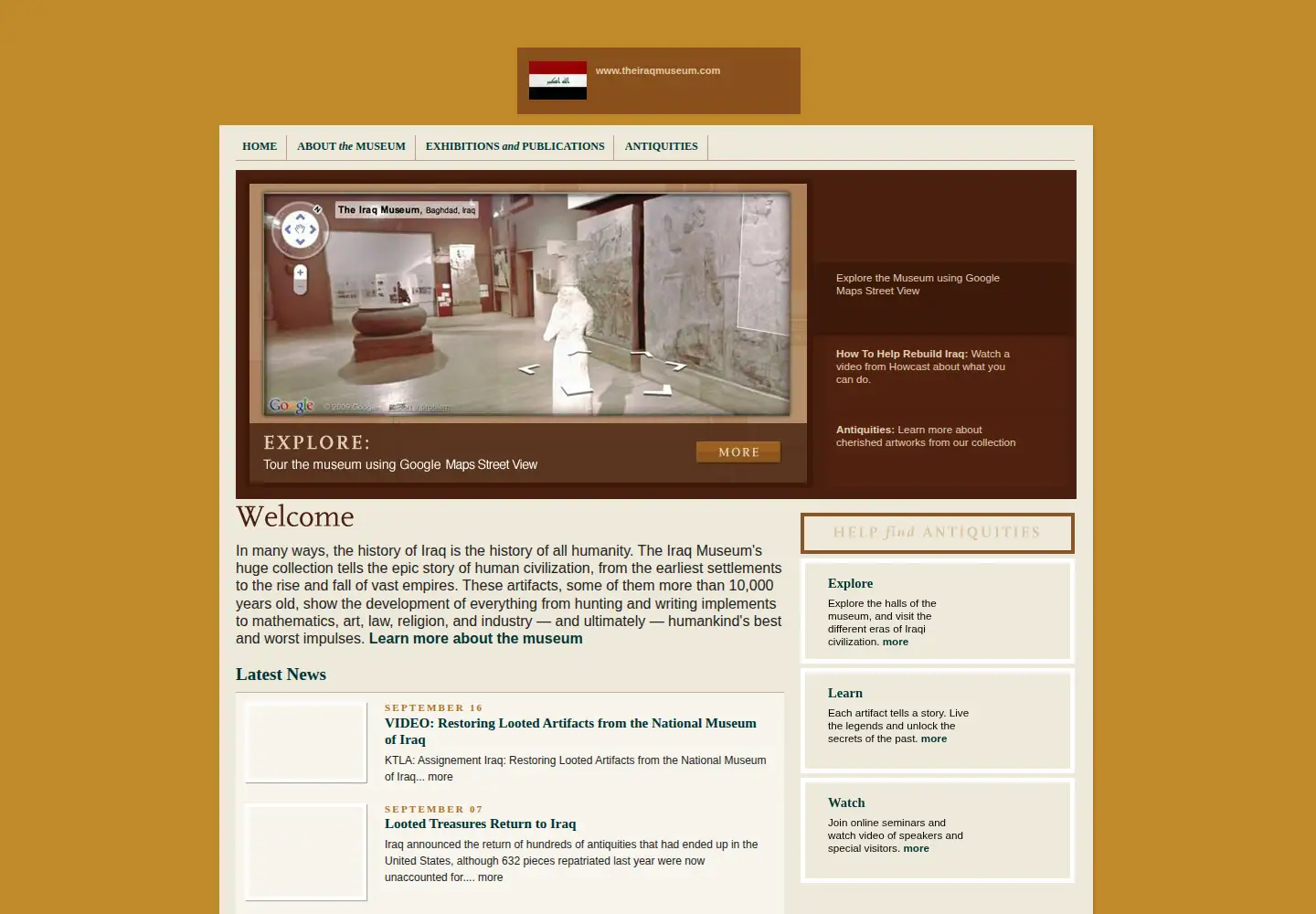 Screenshot of theiraqmuseum.com