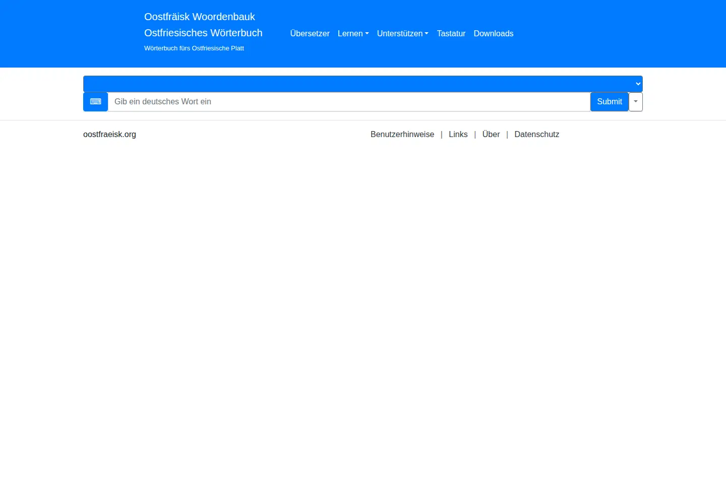Captured homepage of oostfraeisk.org in the current scan