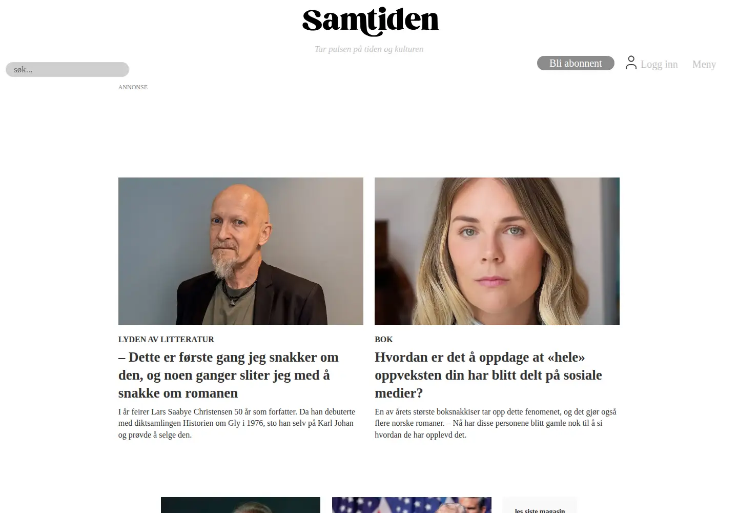 Screenshot of samtiden.no