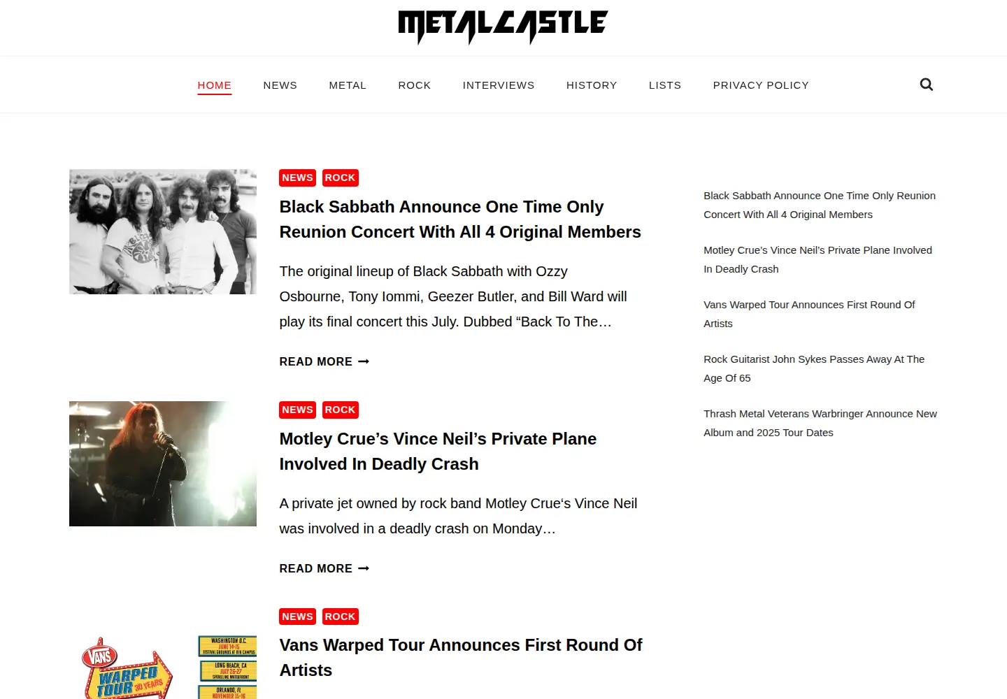 Screenshot of metalcastle.net