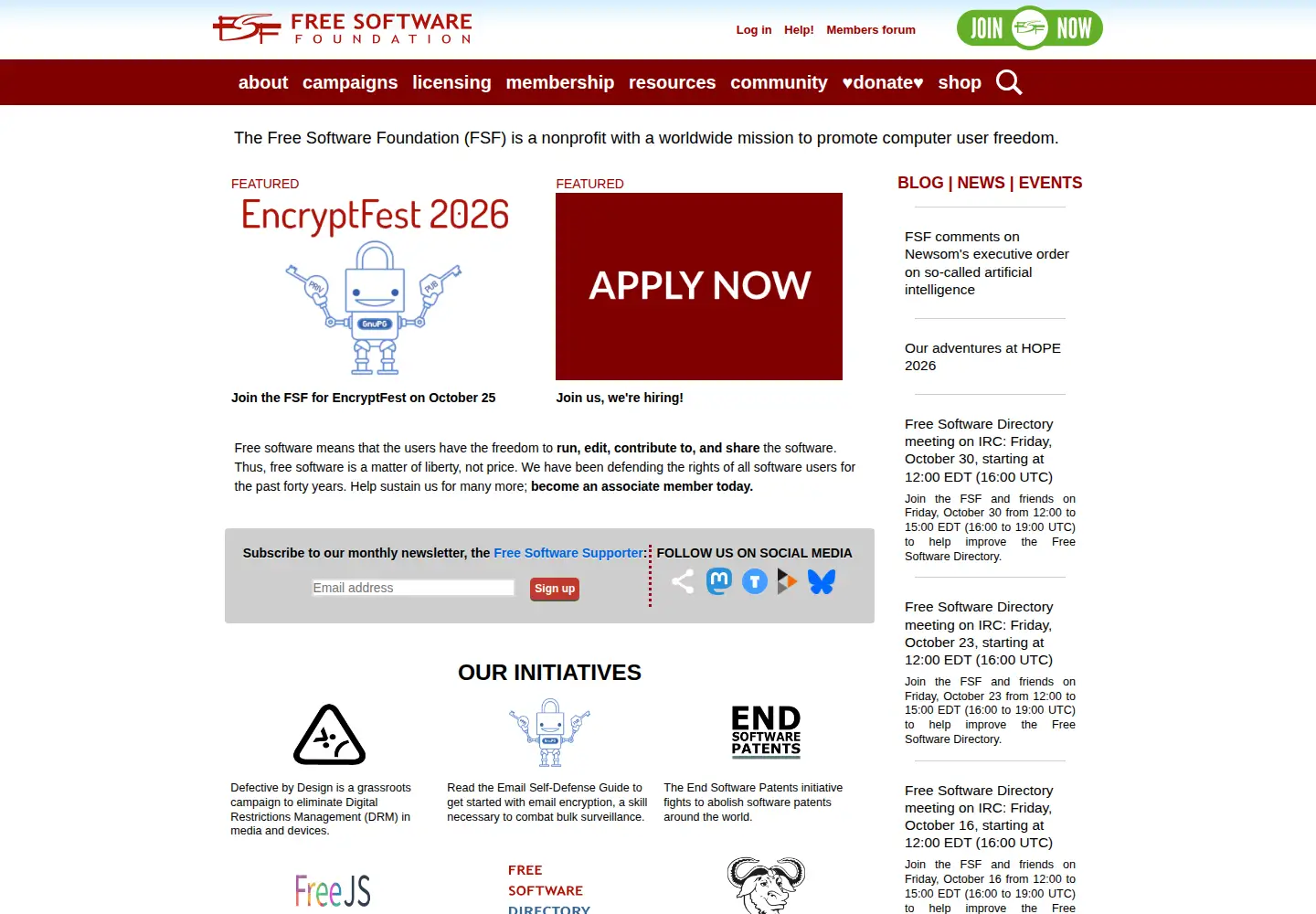 Screenshot of fsf.org