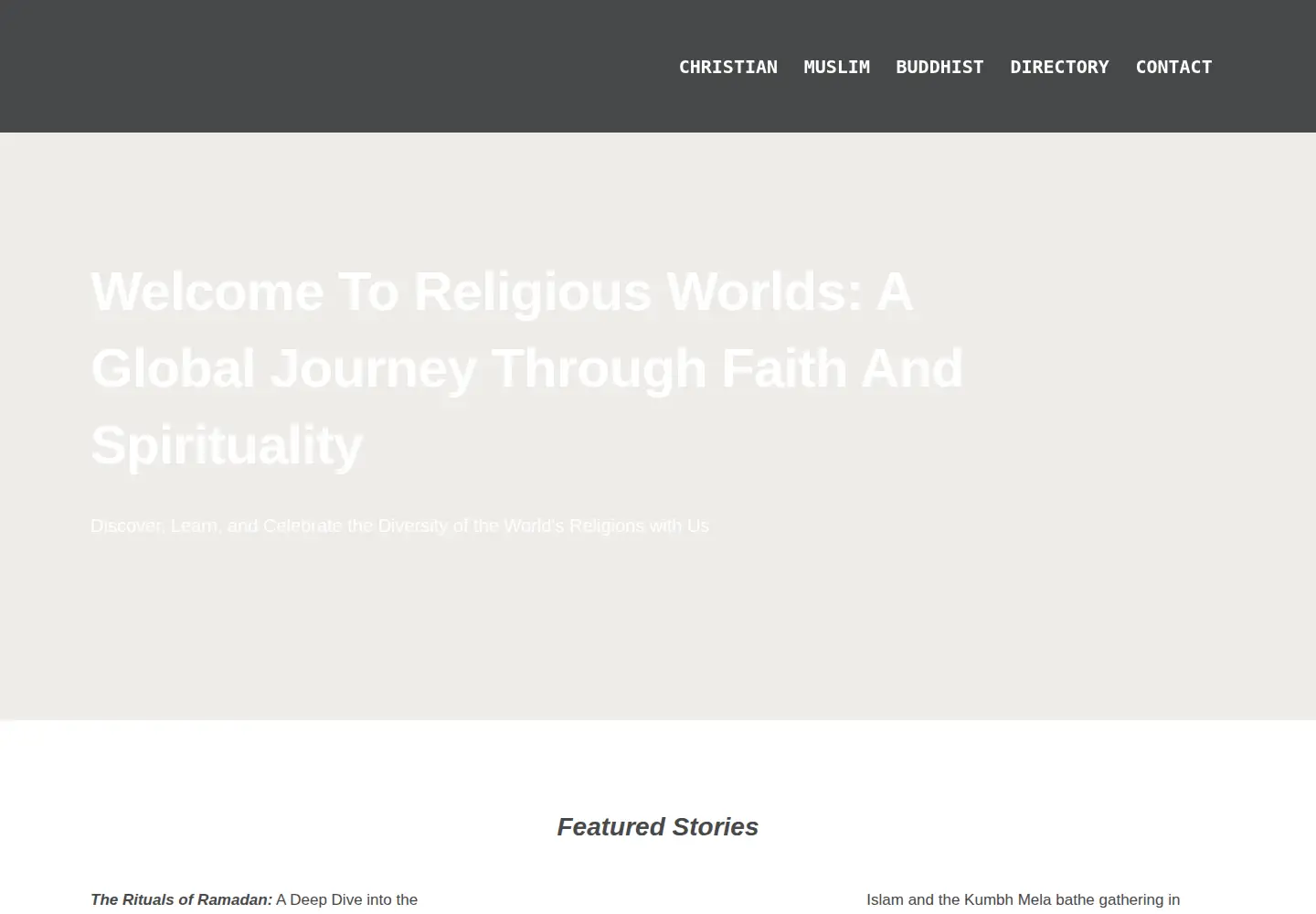 Screenshot of religiousworlds.com