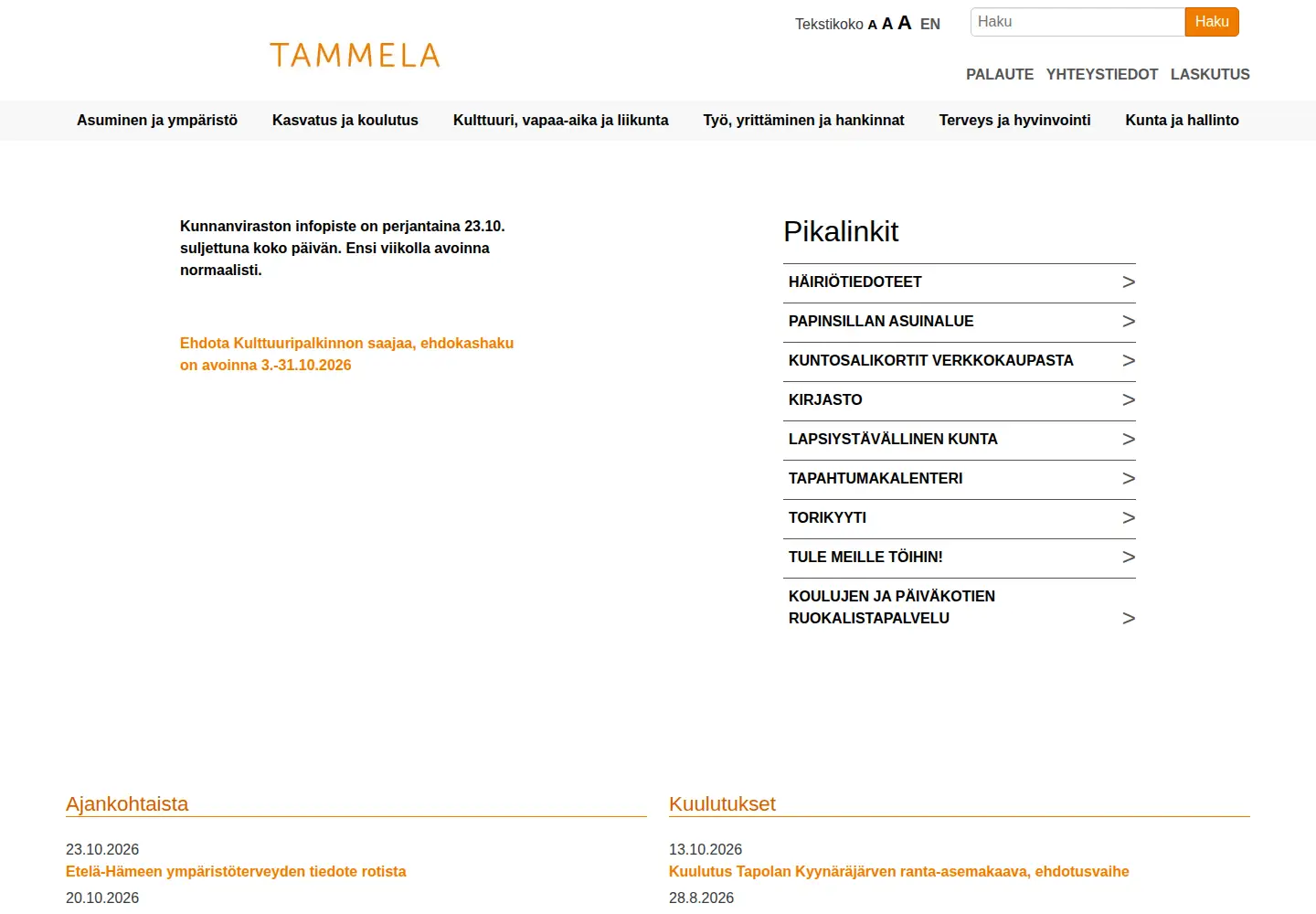 Screenshot of tammela.fi