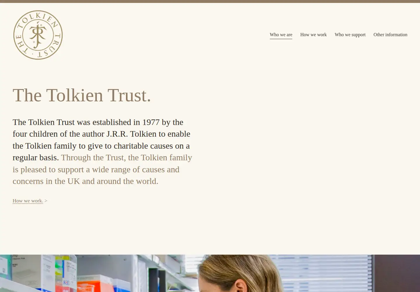 Captured homepage of tolkientrust.org in the current scan