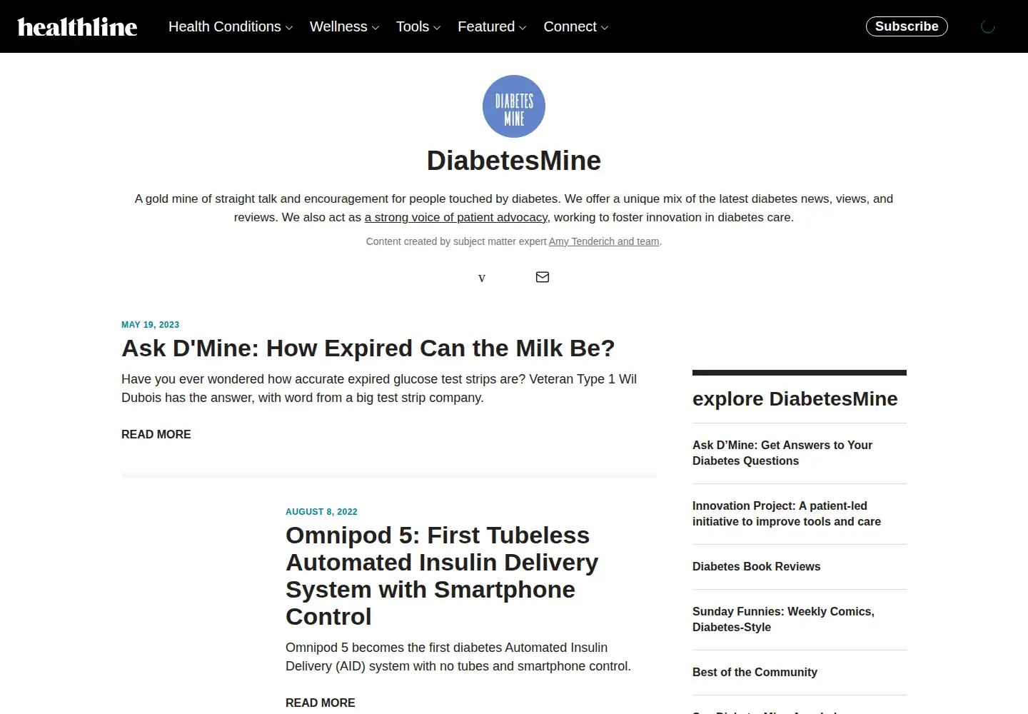 Screenshot of diabetesmine.com