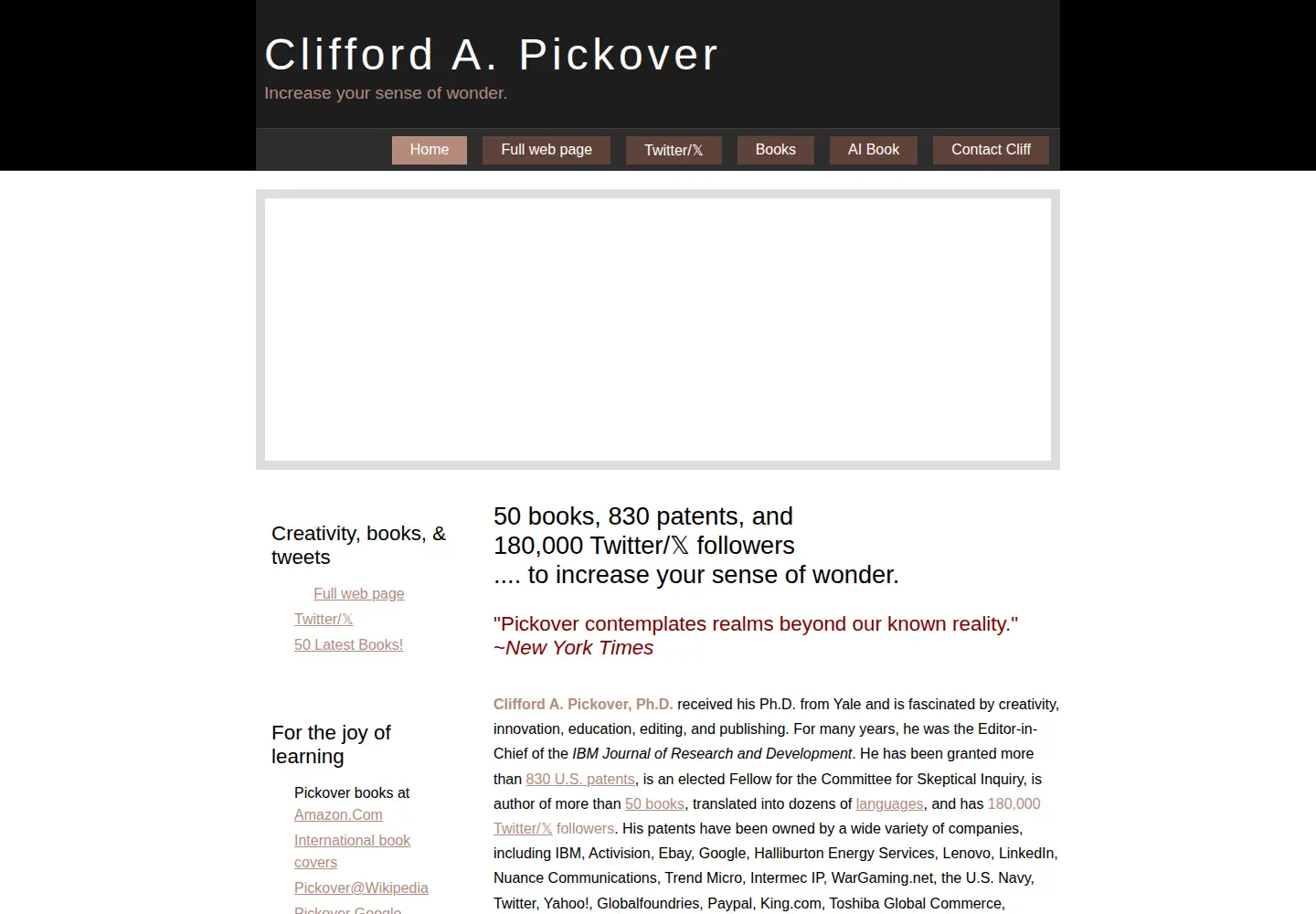 Screenshot of pickover.com