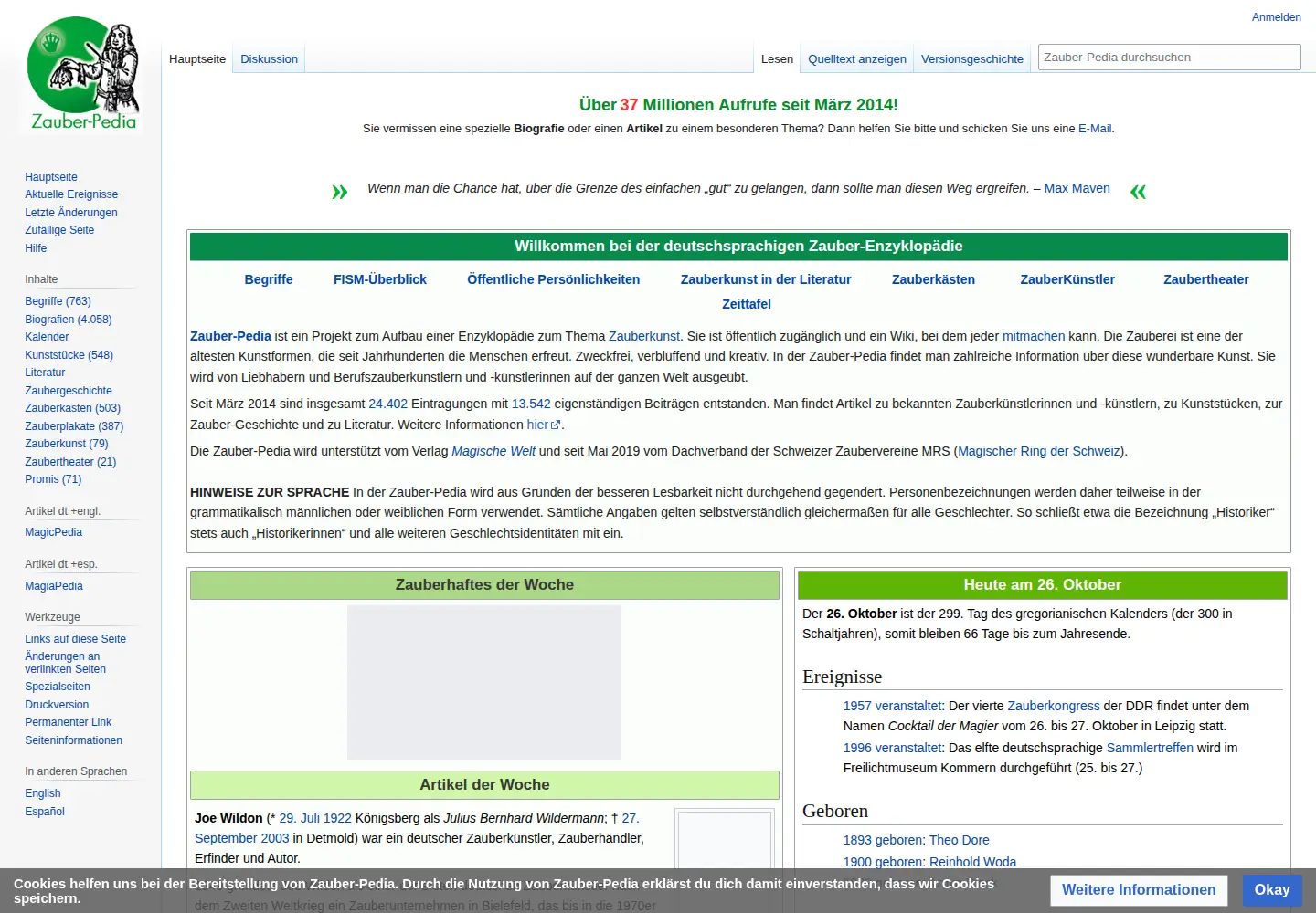 Screenshot of zauber-pedia.de