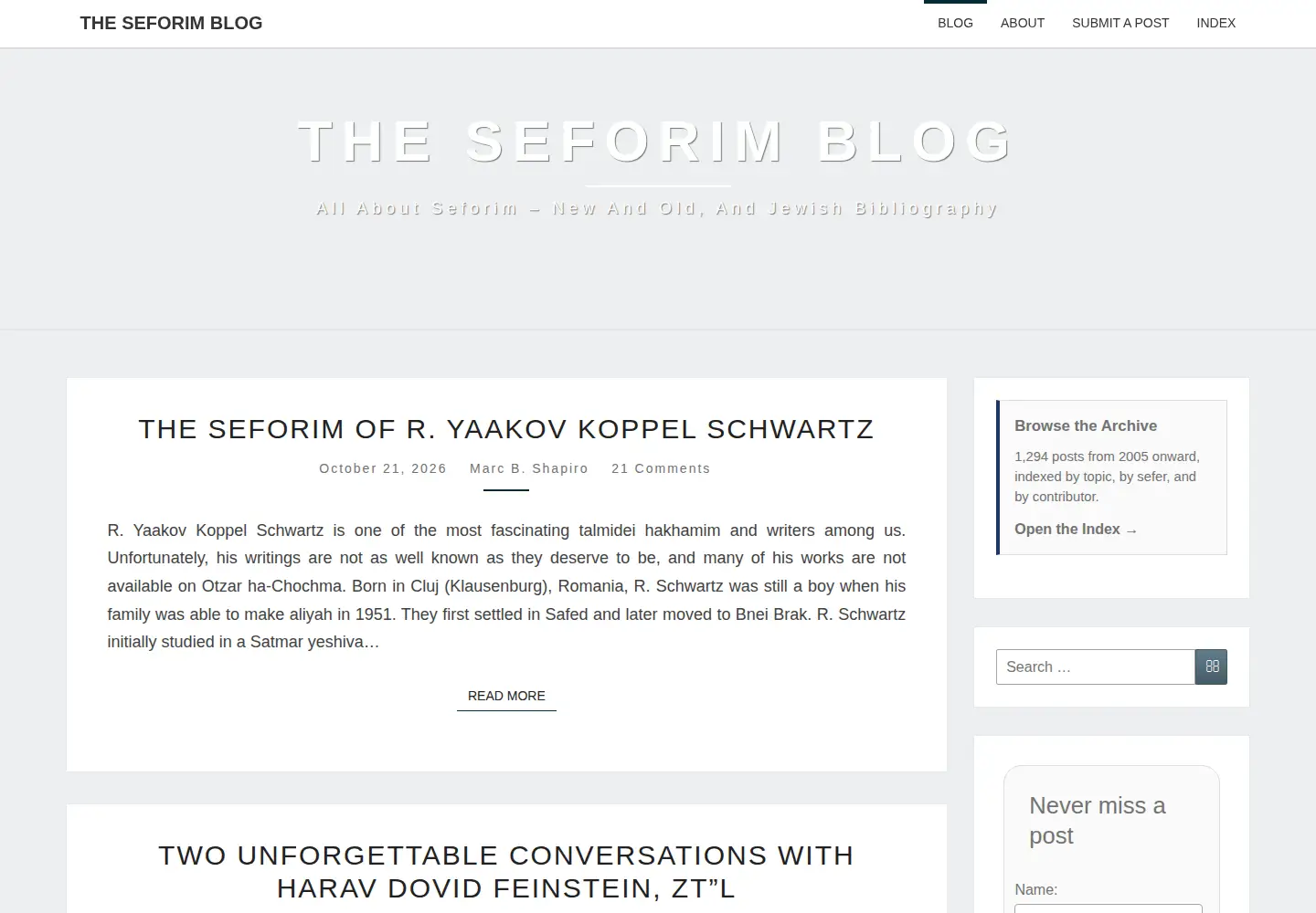 Screenshot of seforimblog.com