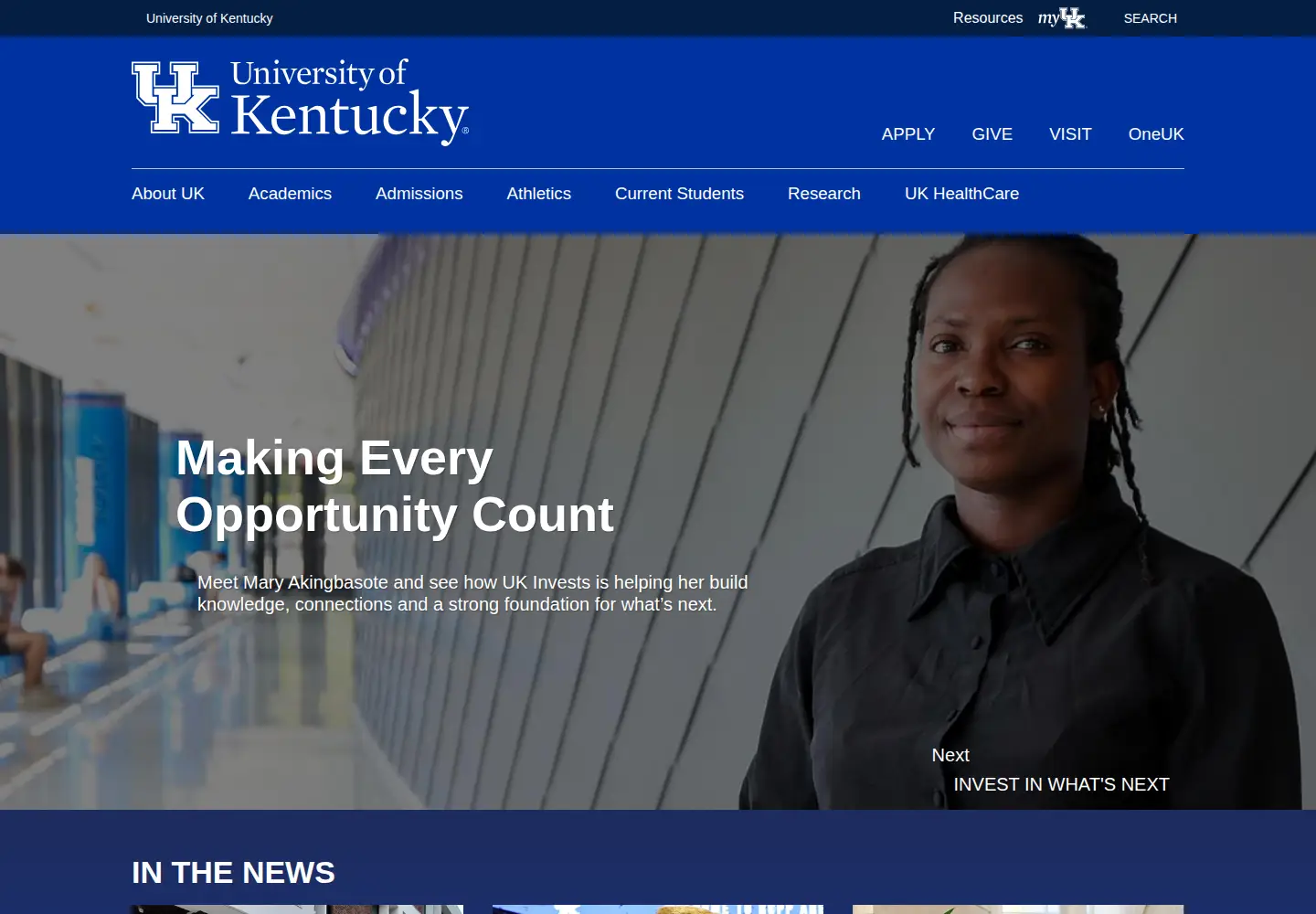 Screenshot of uky.edu