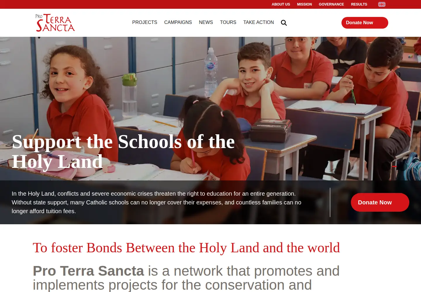 Screenshot of proterrasancta.org