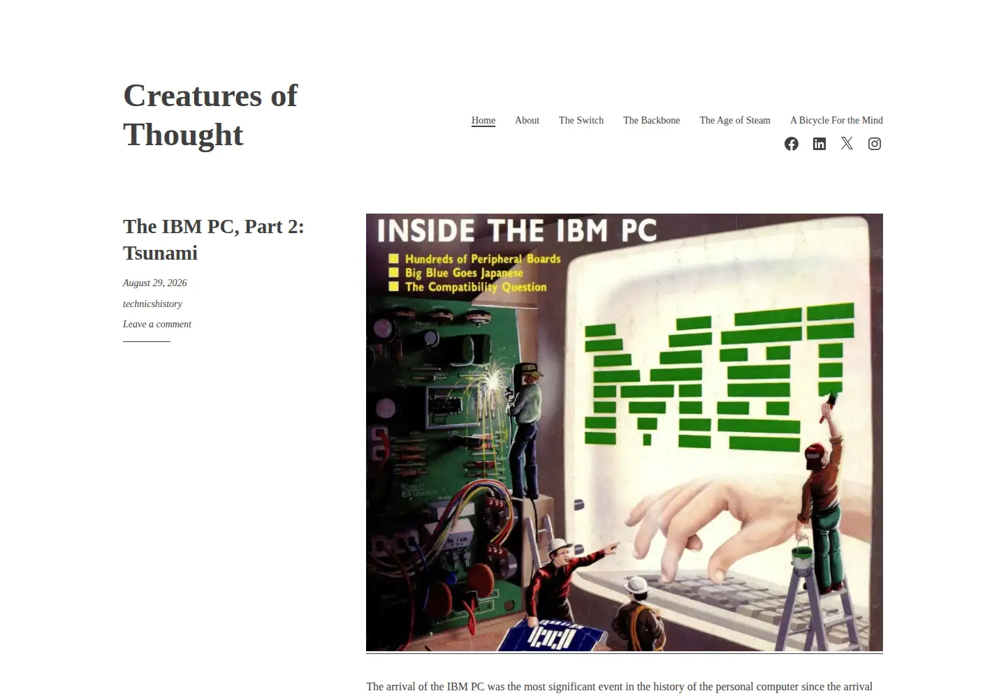 Captured homepage of technicshistory.com in the current scan