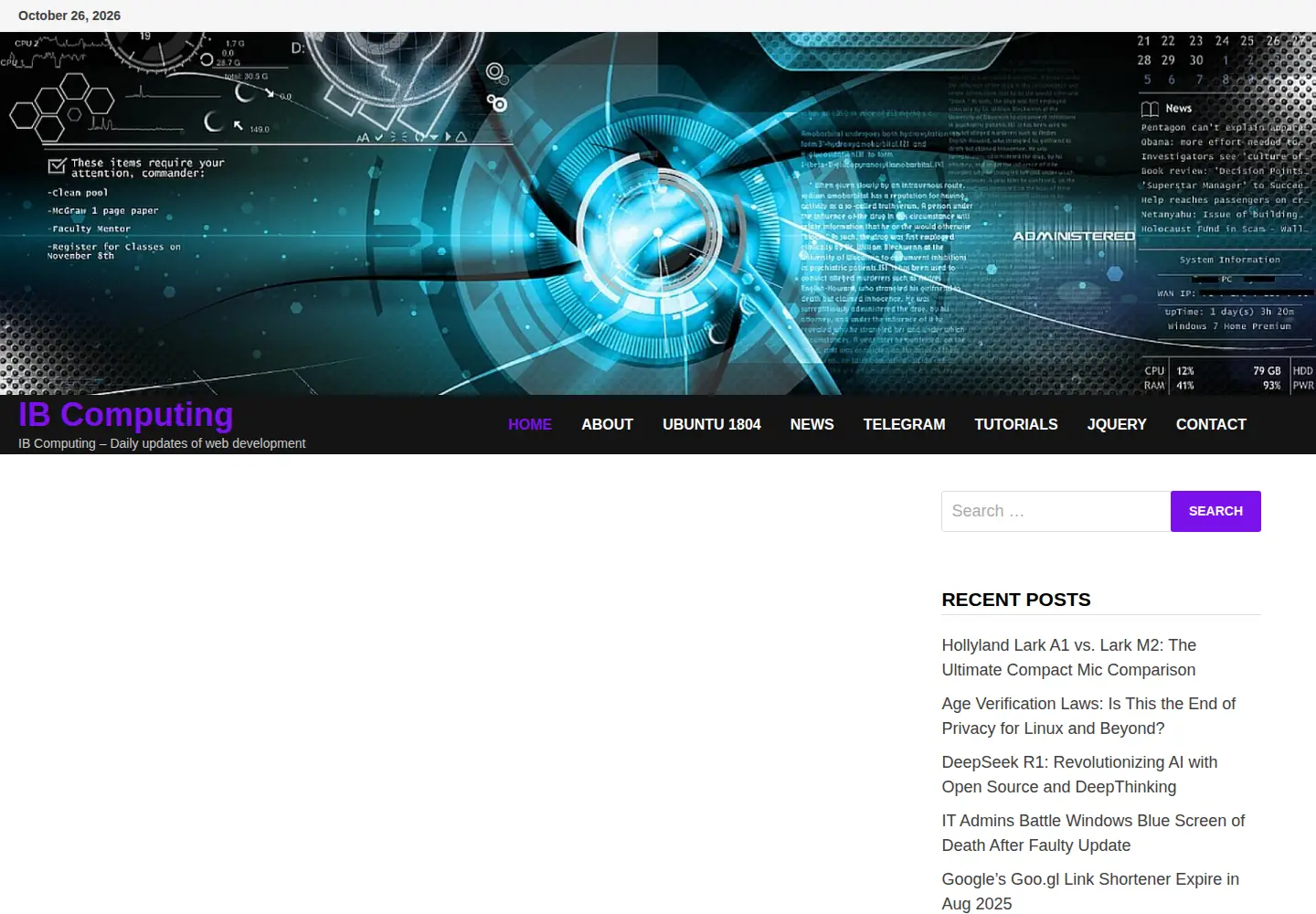 Captured homepage of ibcomputing.com in the current scan